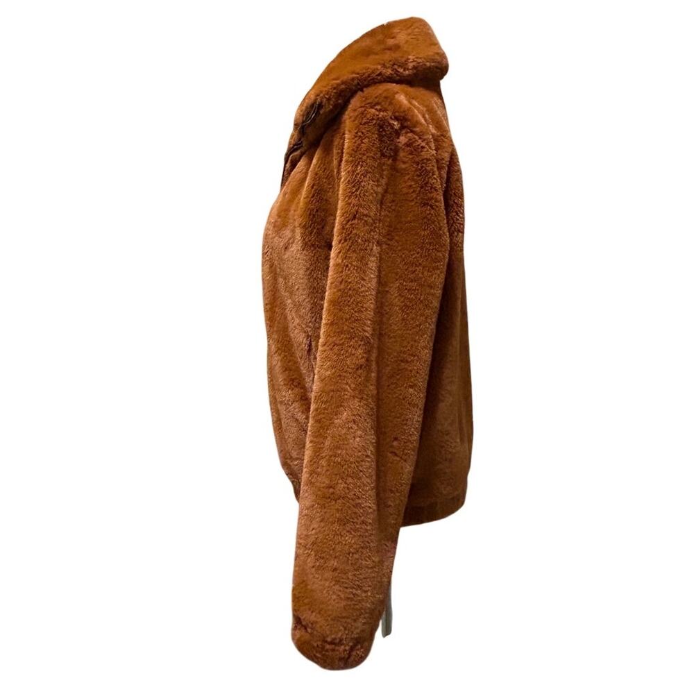 Splendid Y2K Brown Teddy Faux Fur Boho Jacket Zip Up Cozy Plush Women’s Small - Picture 3 of 12